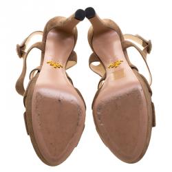 Pre Owned Prada Brown Suede Slingback Sandals Size 38.5