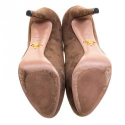 Pre Owned Prada Brown Suede Platform Pumps Size 36.5