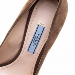 Pre Owned Prada Brown Suede Platform Pumps Size 36.5