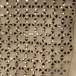 Pre Owned Prada Beige Suede Laser Cut Peep Toe Boots Size 39.5