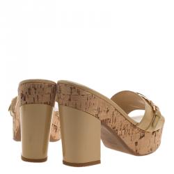 Pre Owned Prada Yellow Patent Leather Mules Sandals Size 38.5