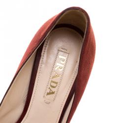 Pre Owned Prada Bordeaux Suede Buckle Pumps Size 38