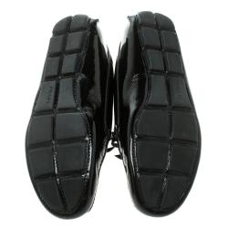 Pre Owned Prada Black Patent Leather Bow Loafers Size 37.5