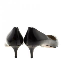 Pre Owned Prada Black Patent Saffiano Leather Pointed Toe Pumps Size 41.5