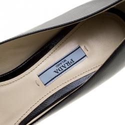 Pre Owned Prada Black Patent Saffiano Leather Pointed Toe Pumps Size 41.5