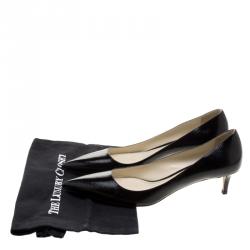 Pre Owned Prada Black Patent Saffiano Leather Pointed Toe Pumps Size 41.5