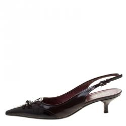 Prada Two Tone Leather Bow Slingback Sandals Size 37