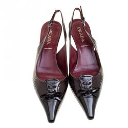 Prada Two Tone Leather Bow Slingback Sandals Size 37