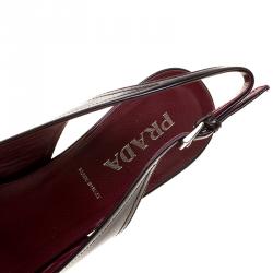 Prada Two Tone Leather Bow Slingback Sandals Size 37