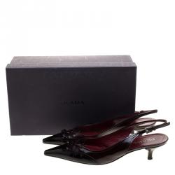 Prada Two Tone Leather Bow Slingback Sandals Size 37