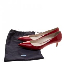 Pre Owned Prada Red Patent Leather Pointed Toe Pumps Size 38