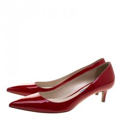 Pre Owned Prada Red Patent Leather Pointed Toe Pumps Size 38