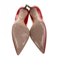 Pre Owned Prada Red Patent Leather Pointed Toe Pumps Size 38