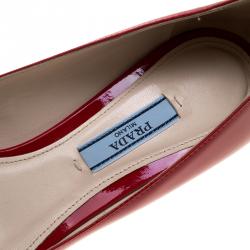 Pre Owned Prada Red Patent Leather Pointed Toe Pumps Size 38