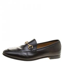 Pre Owned Gucci Black Leather Jordaan Horsebit Loafers Size 39