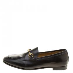 Pre Owned Gucci Black Leather Jordaan Horsebit Loafers Size 39
