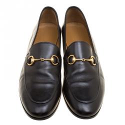 Pre Owned Gucci Black Leather Jordaan Horsebit Loafers Size 39