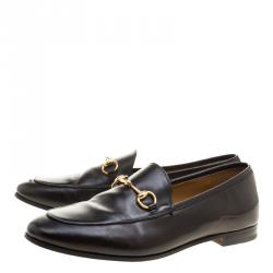 Pre Owned Gucci Black Leather Jordaan Horsebit Loafers Size 39