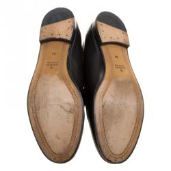 Pre Owned Gucci Black Leather Jordaan Horsebit Loafers Size 39
