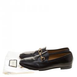 Pre Owned Gucci Black Leather Jordaan Horsebit Loafers Size 39
