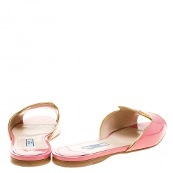 Pre Owned Prada Pink Patent Leather Flat Slides Size 36.5