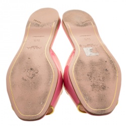 Pre Owned Prada Pink Patent Leather Flat Slides Size 36.5