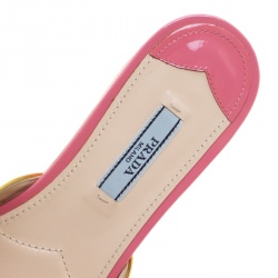 Pre Owned Prada Pink Patent Leather Flat Slides Size 36.5