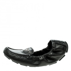 Pre Owned Prada Black Leather Scrunch Loafers Size 39.5