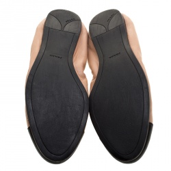 Pre Owned Prada Beige/Black Cap Toe Scrunch Ballet Flats Size 38.5