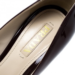 Pre Owned Prada Burgundy Patent Leather Peep Toe Platform Pumps Size 39