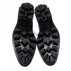 Pre Owned Prada Black Leather Lug-Sole Platform Oxfords Size 37.5