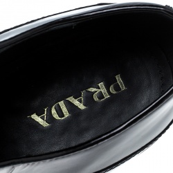 Pre Owned Prada Black Leather Lug-Sole Platform Oxfords Size 37.5