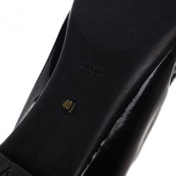 مملوكة مسبقًا Prada Black Patent Leather Buckle Ballet Flats Size 40.5