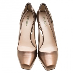 Pre Owned Prada Brown Leather Slingback D'orsay Pumps Size 40.5