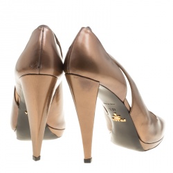 Pre Owned Prada Brown Leather Slingback D'orsay Pumps Size 40.5