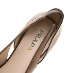 Pre Owned Prada Brown Leather Slingback D'orsay Pumps Size 40.5