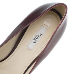 Pre Owned Prada Maroon Leather Pointed Toe Platform Pumps Size 40