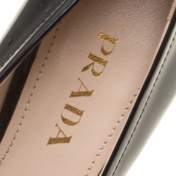 Pre Owned Prada Black Patent Leather Bow Block Heel Pumps Size 38