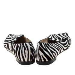 Pre Owned Prada Zebra Print Calf Hair Smoking Slippers Size 41