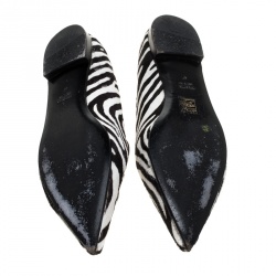 Pre Owned Prada Zebra Print Calf Hair Smoking Slippers Size 41