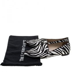 Pre Owned Prada Zebra Print Calf Hair Smoking Slippers Size 41
