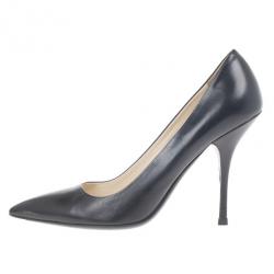 Pre Owned Prada Black Leather Pointed Toe Pumps Size 39.5