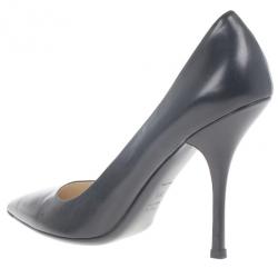 Pre Owned Prada Black Leather Pointed Toe Pumps Size 39.5