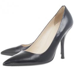 Pre Owned Prada Black Leather Pointed Toe Pumps Size 39.5