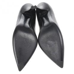 Pre Owned Prada Black Leather Pointed Toe Pumps Size 39.5