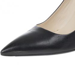 Pre Owned Prada Black Leather Pointed Toe Pumps Size 39.5