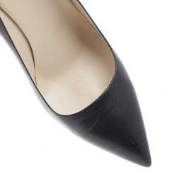 Pre Owned Prada Black Leather Pointed Toe Pumps Size 39.5