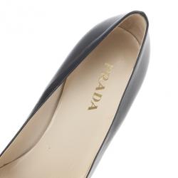 Pre Owned Prada Black Leather Pointed Toe Pumps Size 39.5