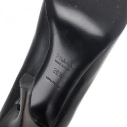 Pre Owned Prada Black Leather Pointed Toe Pumps Size 39.5