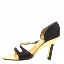 Pre Owned Prada Black Satin Sandals Size 38.5